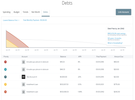 Debts tab